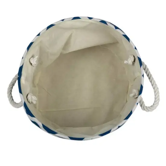 DII&reg; 15" Round Chevron Fabric Bin Navy {6}