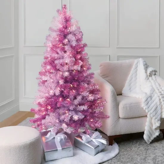 5ft. Pre-Lit Peppermint Pine Artificial Christmas Tree, Warm White LED Lights by Ashland&reg; {1}