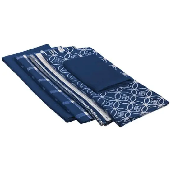 DII&reg; Nautical Blue Dishtowel & Dishcloth Set {6}