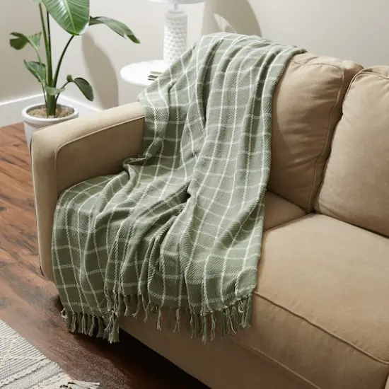 DII&reg; Checked Plaid Throw Artichoke Green {7}