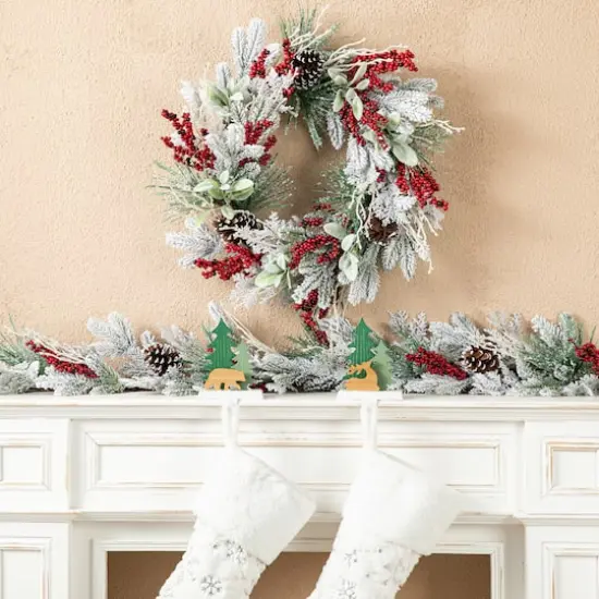 Glitzhome&reg; 6.5" Christmas Reindeer & Bear Stocking Holder Set {5}