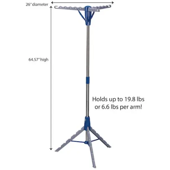Household Essentials Silver & Blue Collapsible Portable Indoor Tripod Clothes Drying Rack {4}