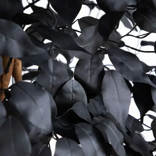 7ft. Artificial Halloween Black Ficus Tree with Natural Trunk {4}