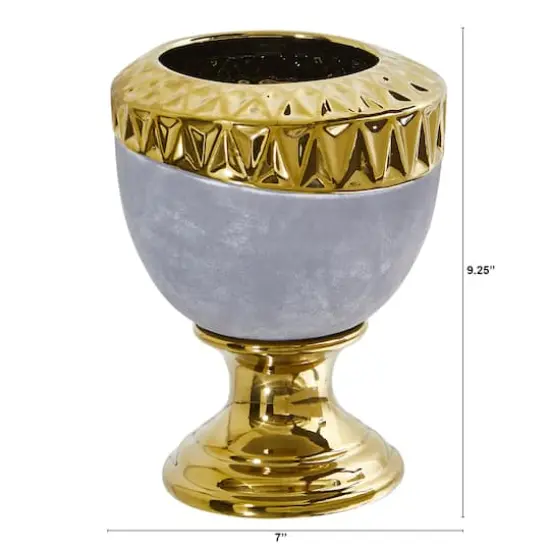 9.25" Regal Stone Urn with Gold Accents {3}