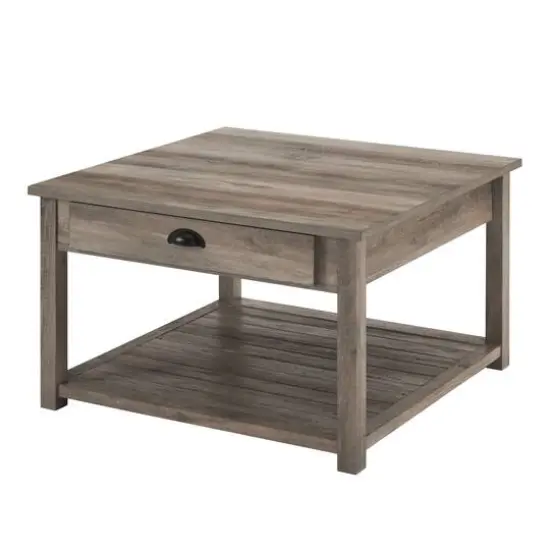 Walker Edison 30" Gray Square Country Coffee Table {7}