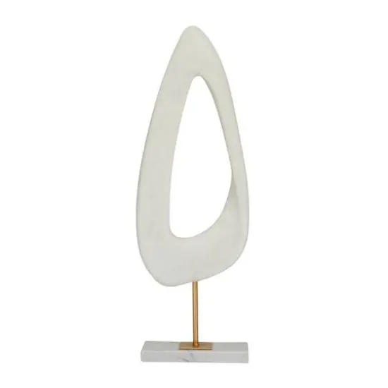 20" White Polystone Cut-Out Abstract Sculpture with Marble Stand {1}