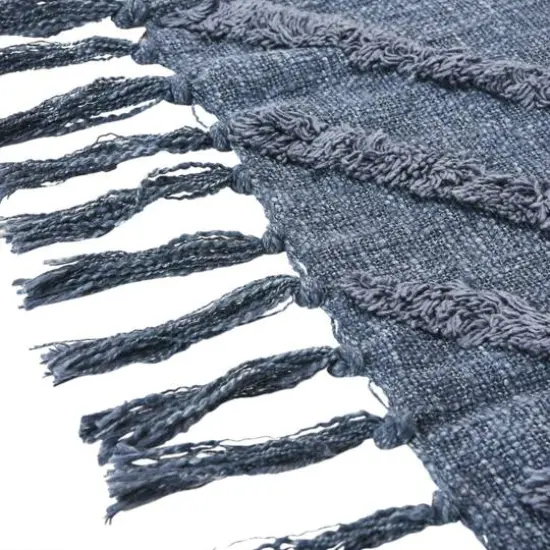 Hello Honey® Blue Tufted Chevron Cotton Blend Throw with Tassels {3}