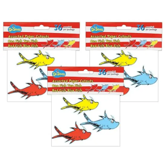 Eureka&reg; Dr. Seuss&trade; One Fish, Two Fish Assorted Paper Cut Outs, 3 Packs of 36 {1}