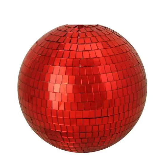 8" Shiny Red Hot Mirrored Disco Glass Christmas Ball Ornament {3}