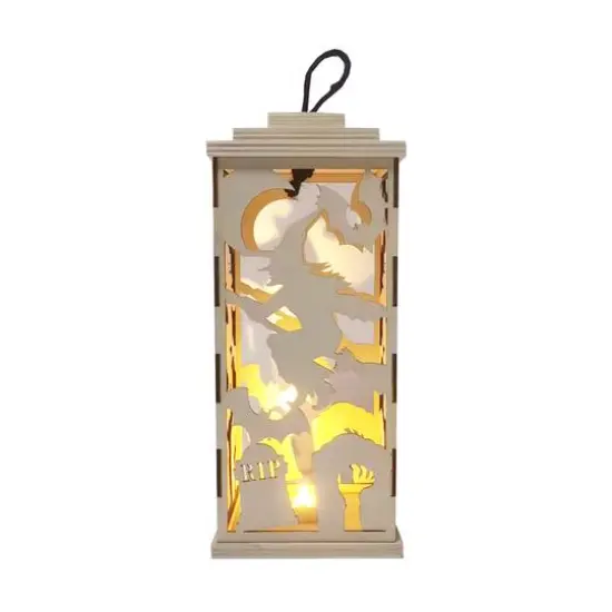 10" DIY LED Witch Wood Lantern D&eacute;cor by Make Market&reg; {3}