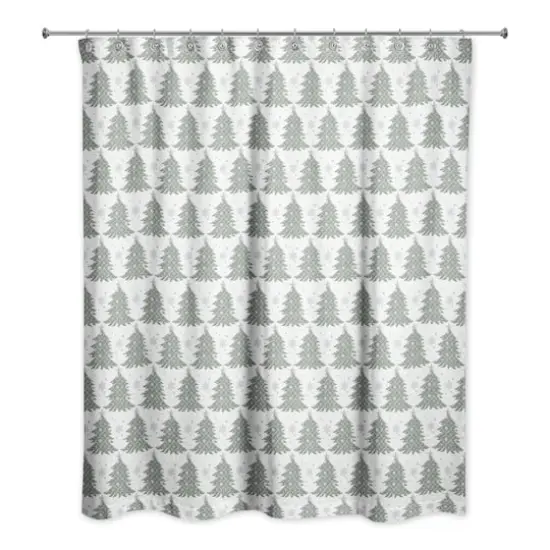 Ornate Christmas Tree Pattern 71" x 74" Shower Curtain {1}
