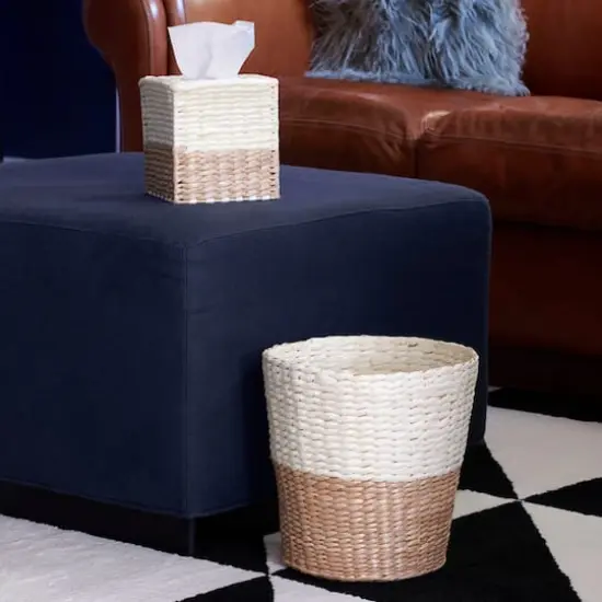 Household Essentials Wicker Bathroom Accessories Set White {6}