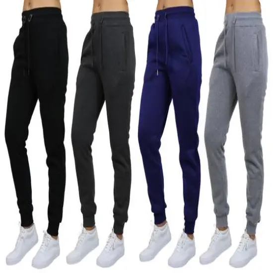 Galaxy by Harvic Women's Relaxed Fit Fleece-Lined Jogger Sweatpants 4 Pack Black/Charcoal/Woodland/Heather Gray {2}