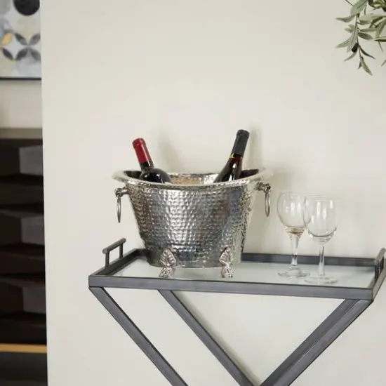 14" Silver Aluminum Traditional Wine Holder {9}