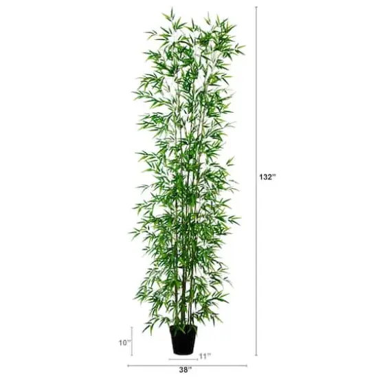 11ft. Potted Artificial Green Bamboo Tree {6}