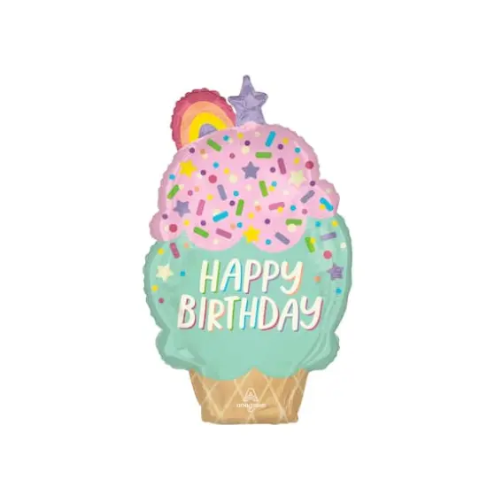 30" Pink & Green Ice Cream Foil Balloon {1}