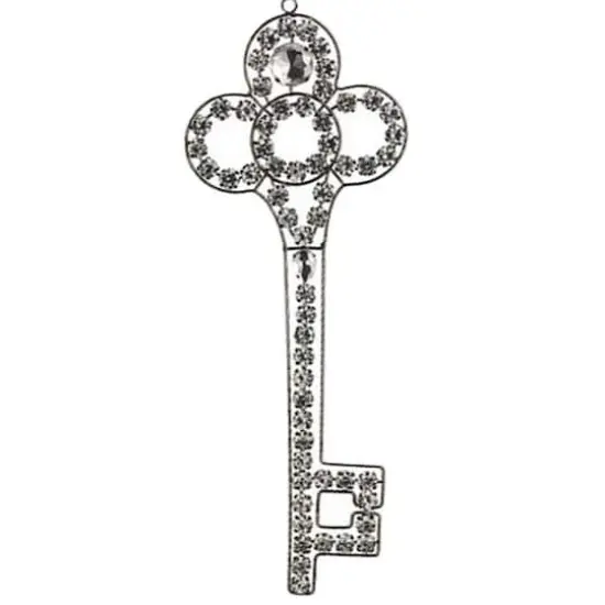 10" Silver Antique Finish Rhinestone Embellished Key Christmas Ornament {4}