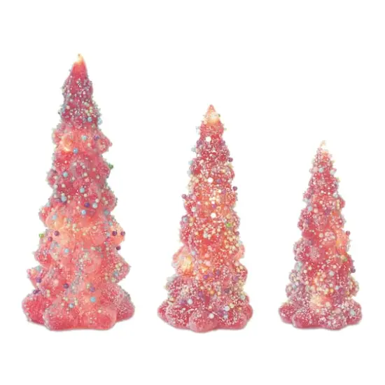 Glass LED Tree with Rainbow Pearl Ornaments Set {1}