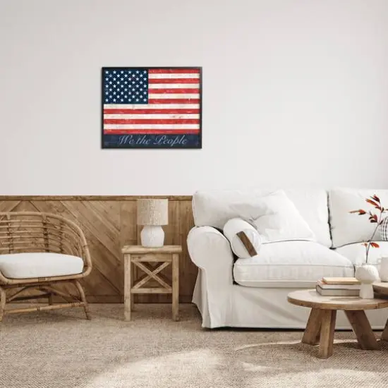 Stupell Industries We The People Flag Framed Giclee Art Black {3}