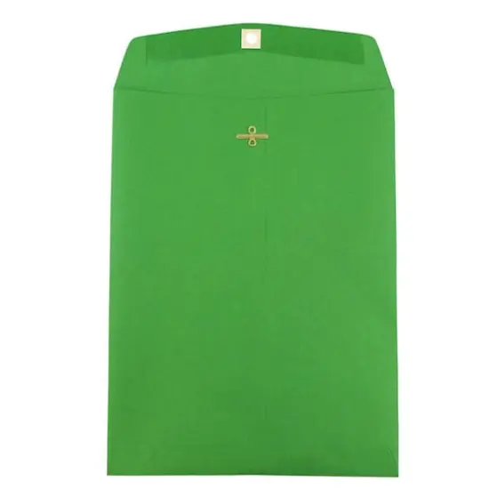 JAM Paper 9" x 12" Brite Hue Christmas Green Clasp Closure Colored Envelopes, 100ct. {1}