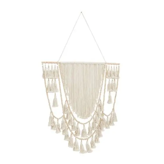 66" Traditional Macram&eacute; & Wood Wall D&eacute;cor Brown {8}