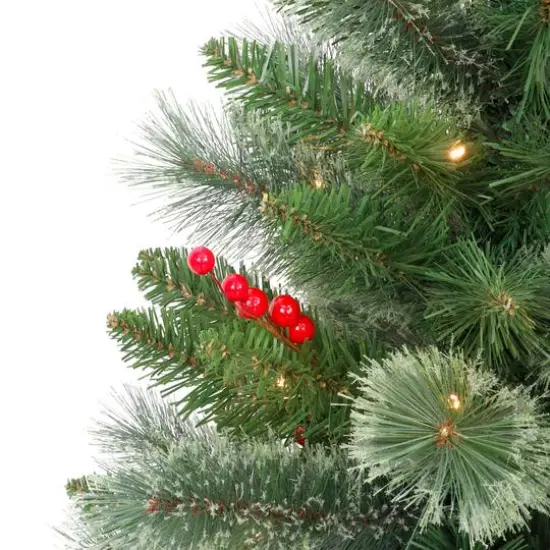 2 Pack 3.5ft. Pre-Lit Faux Cashmere Artificial Potted Christmas Tree, Warm White LED Lights {5}