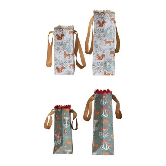 Hello Honey&reg; Woodland Flora & Fauna Scalloped Paper Gift Bag Set {4}