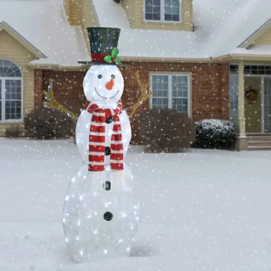 48" Fabric Snowman, White LED Lights {3}