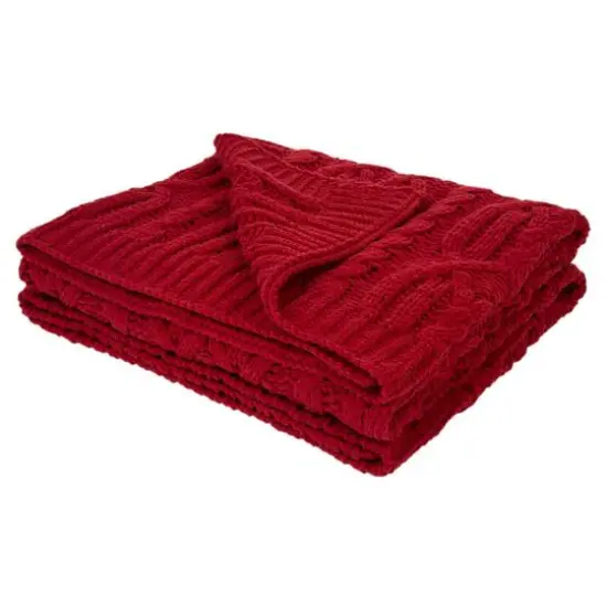 Glitzhome&reg; Knitted Polyester Red Throw Blanket {1}