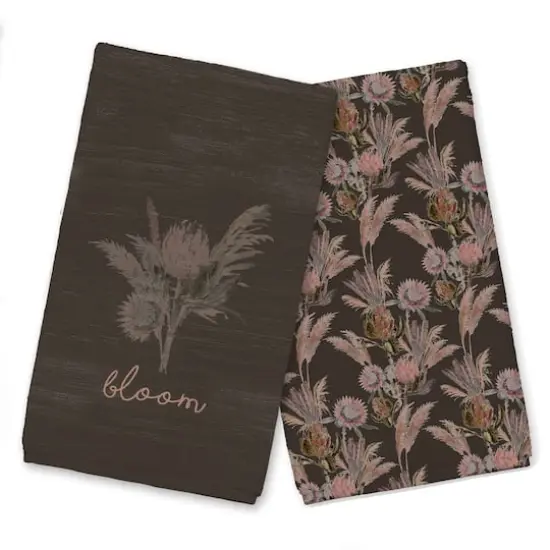 Bloom Protea Tea Towel Set Charcoal {1}
