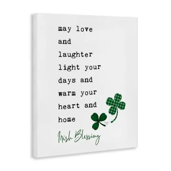 Stupell Industries Heart & Home Touching Irish Blessing Clover Motif Canvas Wall Art {4}