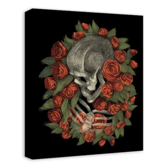 Skeleton Profile in Roses Canvas Wall Art {3}