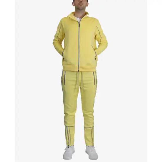 Men's Performance Reflective Track Jacket & Jogger 2-Piece Set Banana {1}