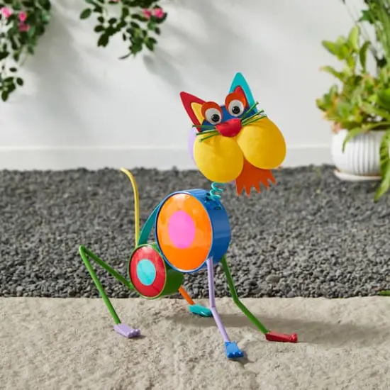 Glitzhome&reg; 16.5" Metal Novelty Cat Garden Statue {4}