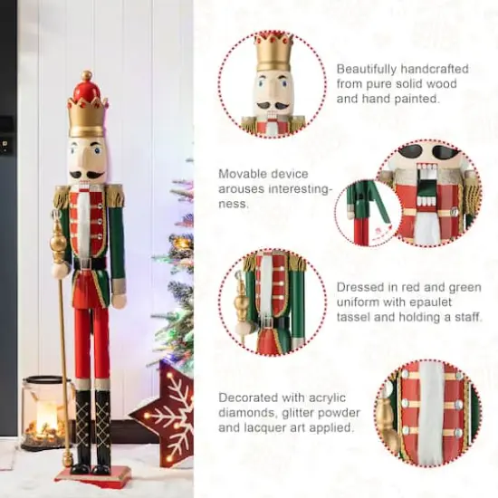 Glitzhome&reg; 42" Wooden Christmas King Nutcracker {7}