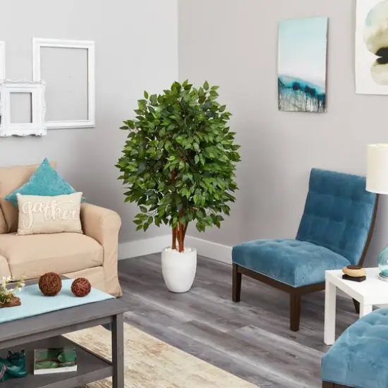 57" Super Deluxe Ficus Tree in White Planter {5}