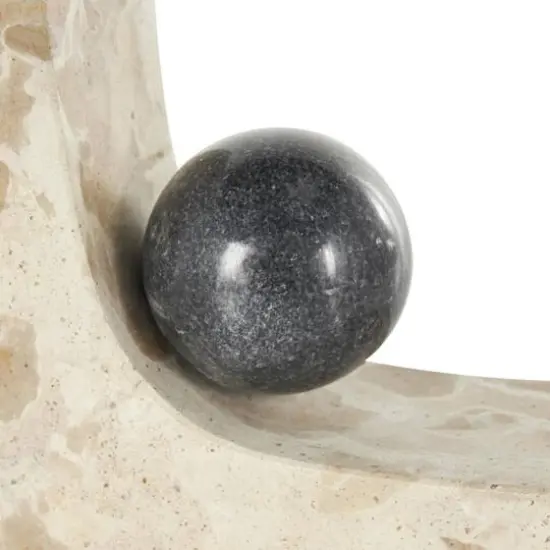 5" Brown Marble Arched Curved Bookends with Black Orbs, 2ct {7}