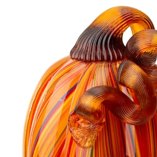 Glitzhome&reg; 5.5" Multi Striped Glass Pumpkin {8}