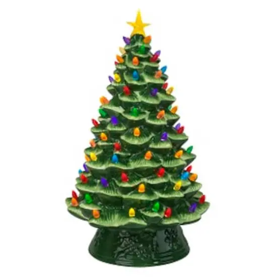 18" Green Lit Nostalgic Christmas Tree {1}