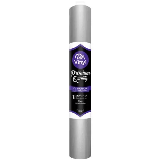 PA Vinyl Metallic Stretch Iron On Vinyl Silver {1}