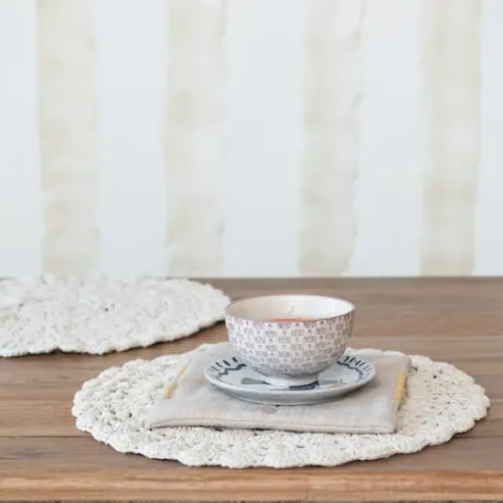 Hello Honey&reg; Natural Cotton Blend Crocheted Round Placemat {4}