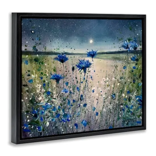 Stupell Industries Moon over Blooming Flowers Floater Framed Art Black {4}