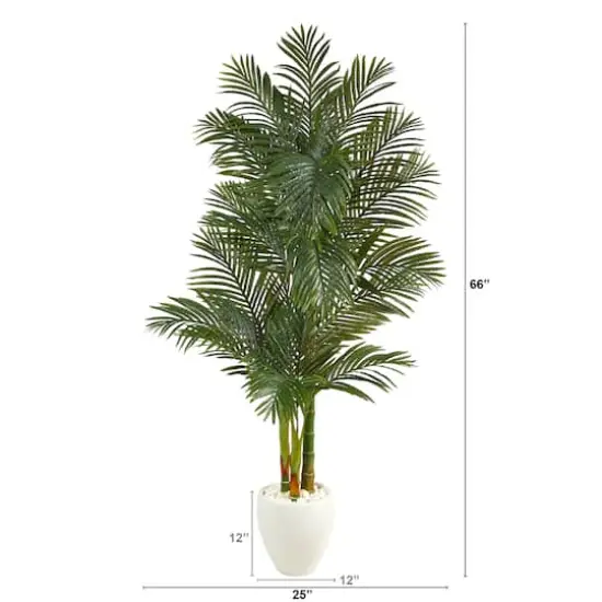 6ft. Golden Cane Artificial Palm Tree in White Planter {3}