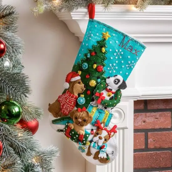 Bucilla&reg; Christmas Dogs Felt Stocking Kit {4}