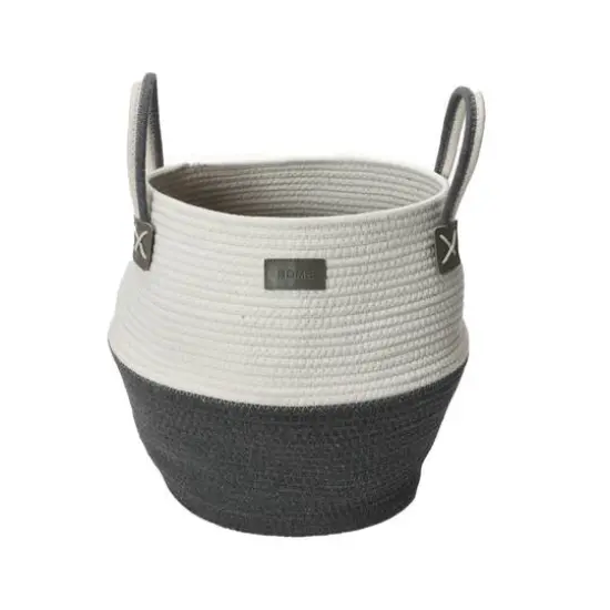 Household Essentials 15" Black & Ivory Bono Rope Basket {1}