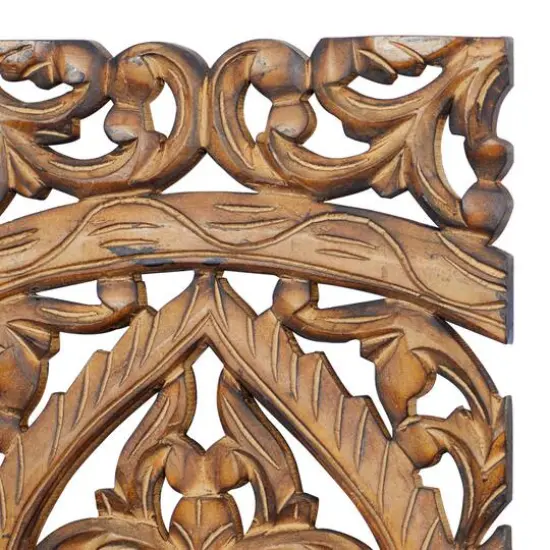 36" Brown Wood Traditional Floral Wall D&eacute;cor Set {4}