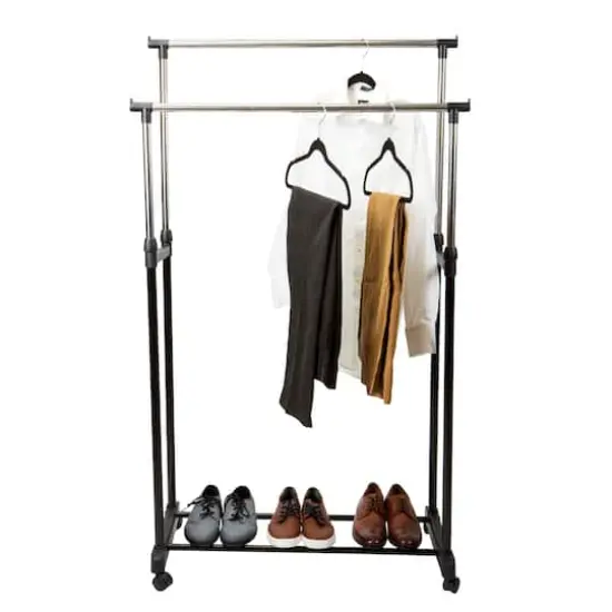 Simplify Double Tier Rolling Garment Rack {4}