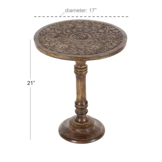 Brown Mango Wood Traditional Accent Table {5}