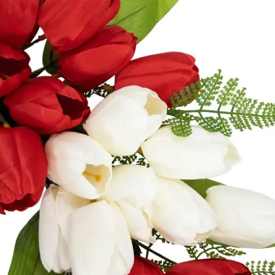 24" Red, White & Blue Patriotic Tulip Wreath with Bow {7}