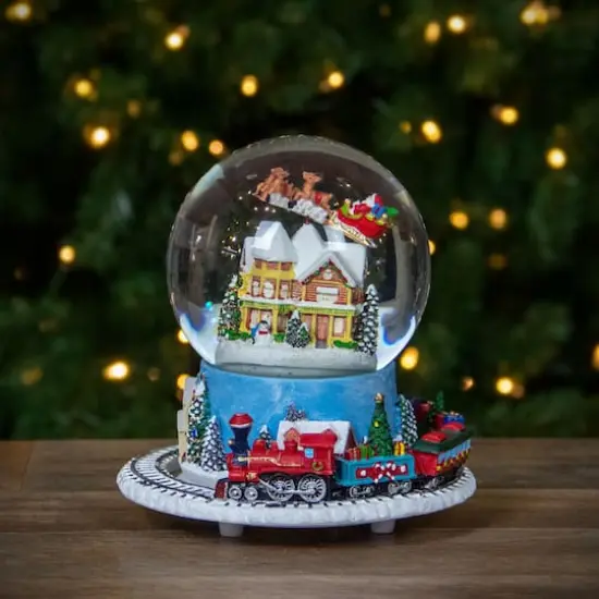 7.25" Musical Revolving House Christmas Snow Dome D&eacute;cor {3}